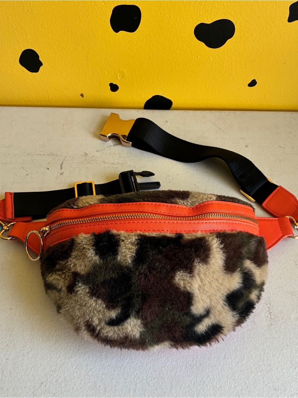 Faux Fur Leopard Belt Bag Fanny Pack Animal Print Waist Bag Streetwear Festival